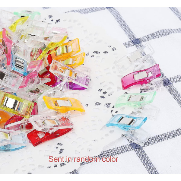 100 stk DIY klips tang 2,7*1,0*1,5 cm plast sy klips for binding patchwork hekling strikking håndverk ulike farger