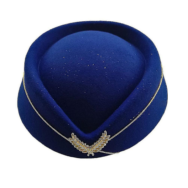 Efterår Vinter Flyselskab Stewardesse Hue Imitation Uld Uniform Fly Stewardesse Hue Cosplay Sceneoptræden Kvinder Damer Hue Ny navy