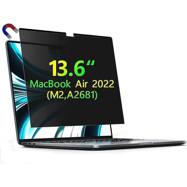 Macbook Air 13,6 tums sekretessskärmskydd, magnetisk sekretessskärm Macbook Air 13,6 tums M2 Chip 2024 modell A2681, avtagbar sekretessskärm för bärbar dator