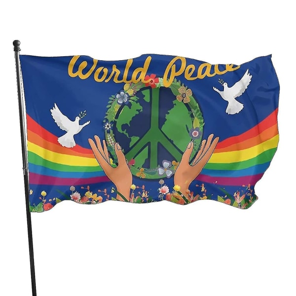 World Peace And Map Banner 3ft X 5ft (90x150cm) - World Peace Banner 90x150cm - Banner 3x5ft