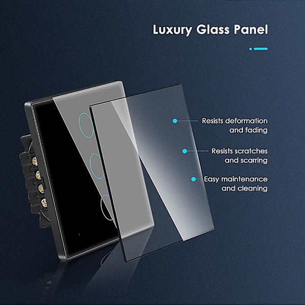 Tuya Eu Wifi Smart Väggströmbrytare Lyxig Glaspanel Touch Sensor Timer