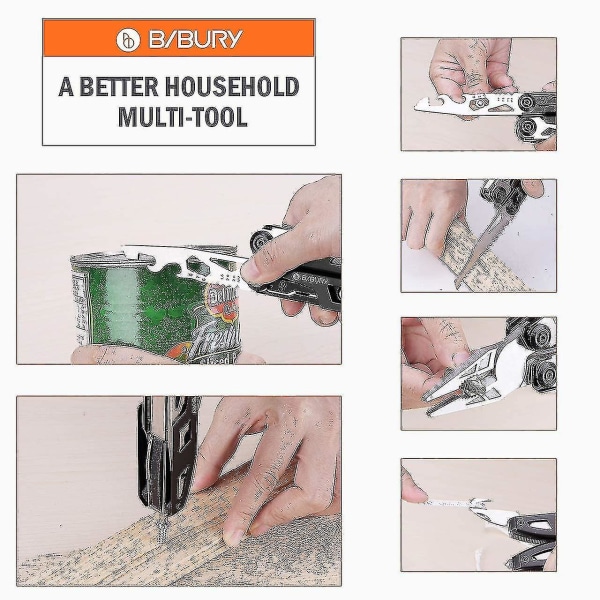 18 i 1 lommeværktøj, titan-greb design multitool, foldbart multitool rustfrit stål, multifunktionel tang med nødhammers, skruetrækker, sav