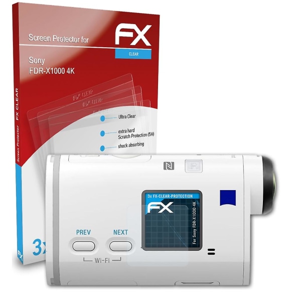 atFoliX 3x beskyttelsesfolie kompatibel med Sony FDR-X1000 4K skjermbeskyttelsesfolie klar