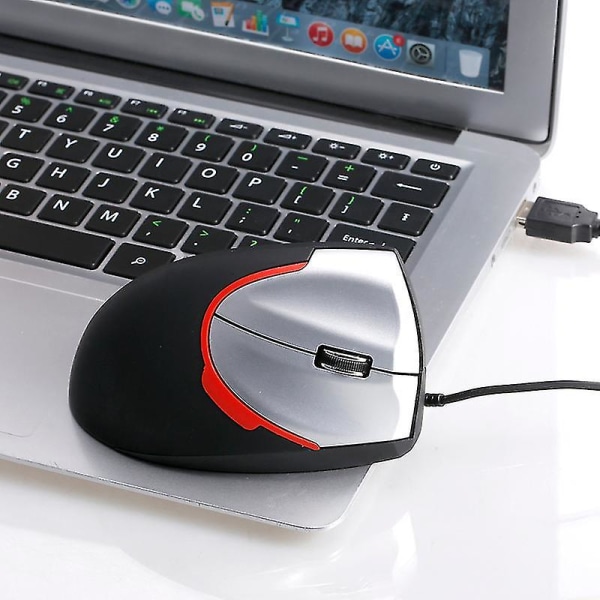 Vertikal Wired Mouse Ergonomisk Optisk 3 Key Gaming Office-mus för PC/laptop Svart