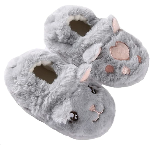 Gutter og jenter varme plysj dyreslippers barn vinter innendørs husholdningssko gray s094 9-10 toddler