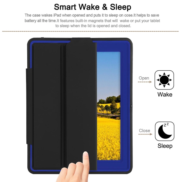 Smart Cover Støtsikkert magnetdeksel Auto Sleep Wake For Apple Ipad 2 3 4 Blå