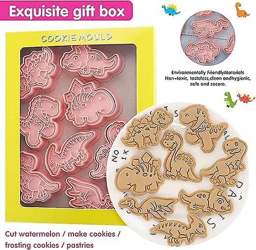 Dinosaur Cookie Cutter, 8 stykker kakeform, 3D kakeform, dyrekakeform, barn'