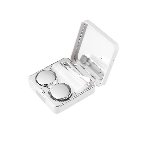 Marmorering Linser Etui Kit Bærbar Linse Boks Oppbevaringsbeholder For Hjem Reise (sølv)