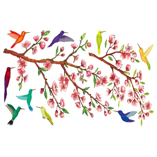Säsongs- och semesterdekorationer Fågel Persika Blomma Väggdekor Väggdekor Väggdekor Hummingbird