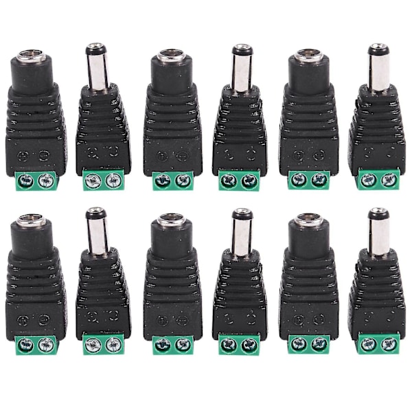 6 kpl 5,5x2,1 mm naariväli + uros CCTV DC virtapistokkeen sovitin