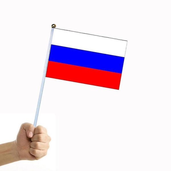50 kpl Venäjän lippua käsin pitävä lippu 14x21cm polyesterikangas tangon kanssa