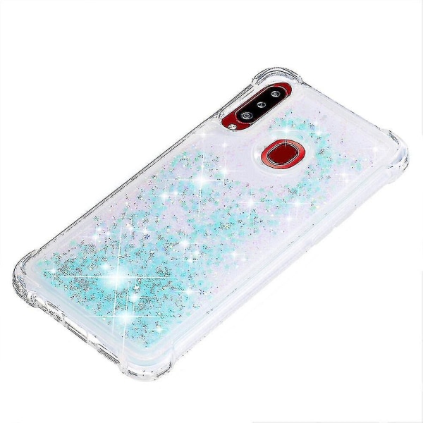 Samsung Galaxy A20s Case Glitter Flytande Transparent Glittrande Glänsande Bling Kristallklart flytande Quicksand Cover Tpu Silikon - Ljusblå