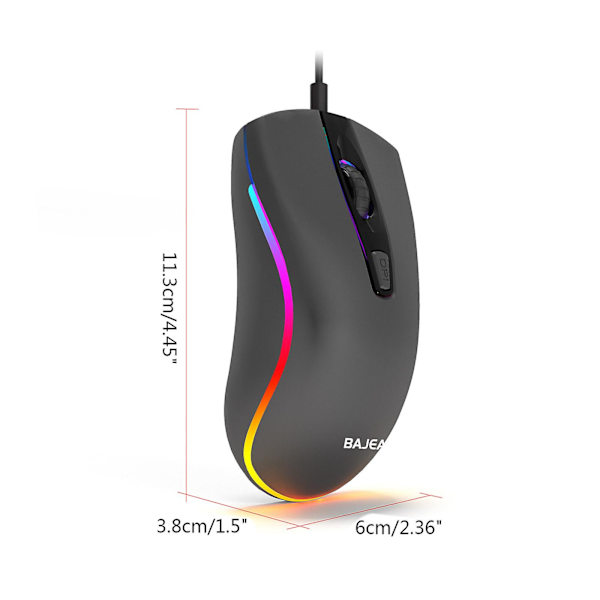 Trådløs mus til gaming  Gaming mus med belysning til computer, bærbar computer, USB-mus, 1600 dpi