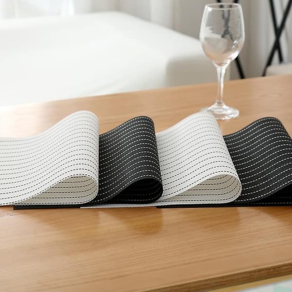Set med 4 håndklær, 30x45 cm, Bomull, Hvit stripet