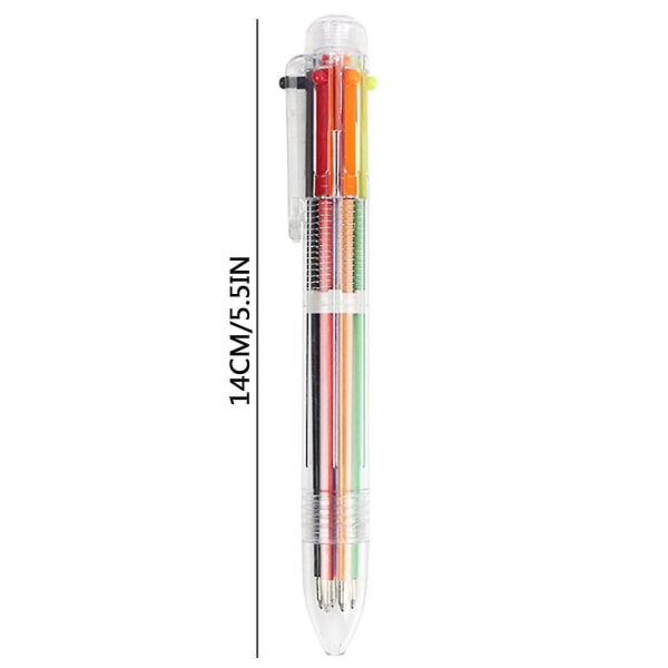 0,5 mm 6-i-1 flerfarget kulepenn, 6-farger uttrekkbar kulepenn for kontorskoleelever Barnegave 10 ml