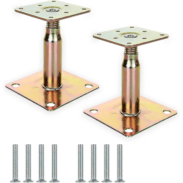 2 st 100-150 mm Galvaniserad Justerbar Höjdbar Stolpfot Stöd, Högpresterande Takstöd Kompatibel Byggnad - Guld