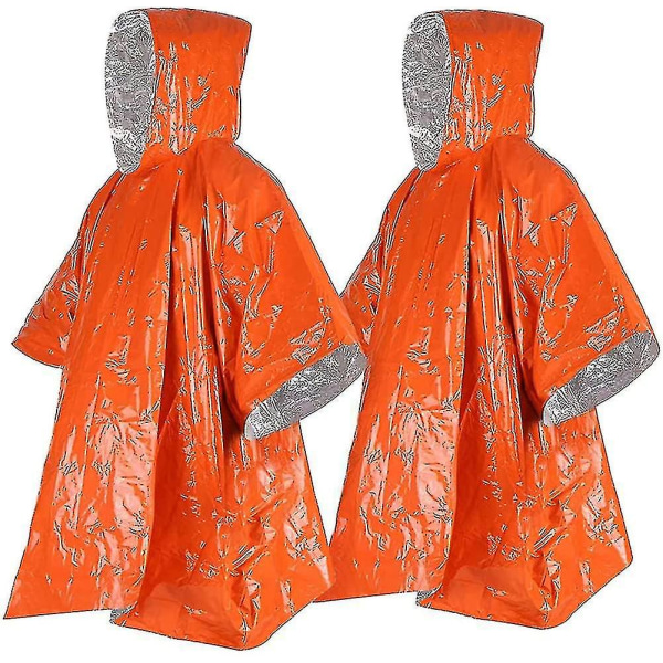 2 st Nödblanket Poncho, nödöverlevnad Regnponcho Lätt Värme