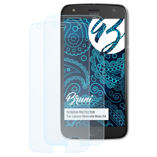 Bruni 2x Schutzfolie yhteensopiva Lenovo Motorola Moto X4 Folie kanssa
