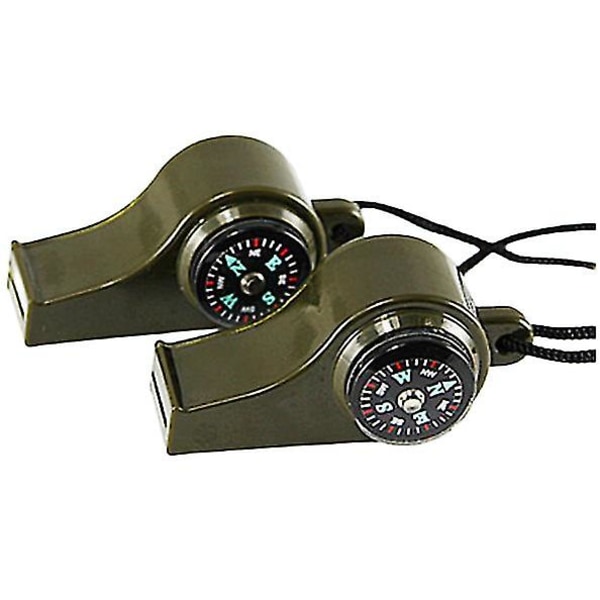 2 stk utendørs fløyte kompass termometer 3 in1 fløyte par overlevelse fløyte felttrening overlevelsesverktøy