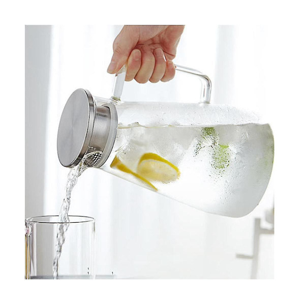 Glass Karaffel, Vannkaraffel Med Lokk, Varmebestandig Borosilikat Karaffel, Delt Varm Og Kald Kanne