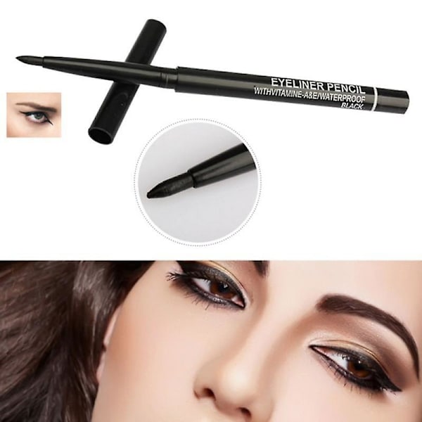 Svart Eyeliner Automatisk Rotation Snabbtorkande Vattentät Penna Långvarig Inte