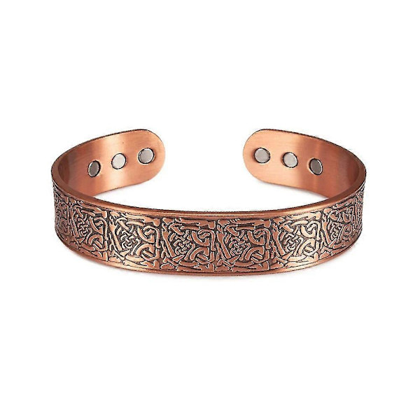 Viking Ren Armbandsmanchet i Rent Koppar Justerbar Energiband Magnetiskt Armband Fördelar Hård Hälsa Man Armband Knuten Metall cb055 15.5mm
