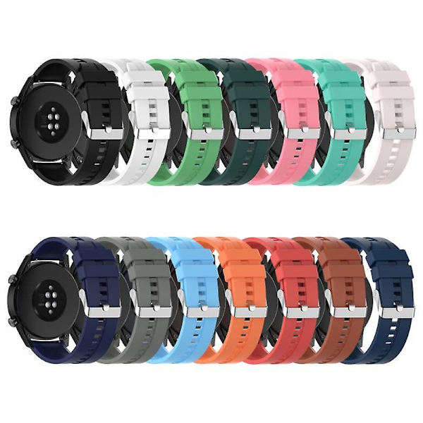 20 mm ja 22 mm silikoniranneke Huawei Watch GT3/GT Runner -kelloille, hopea teräslukko