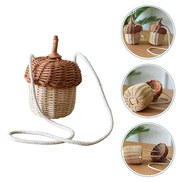 Acorn Flettet Kurv Taske Lille Crossbody Taske Børn Kurv Taske