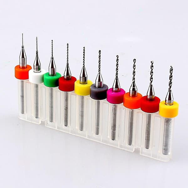 10 st/set Mikro Mini Twist Borr Bits Set Pcb Tryckt Kretskort Wolframkarbid Gravering