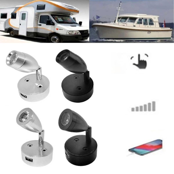 Bright Reading Light With Usb Interface Touch Switch Light Rv Trailer Wall Light