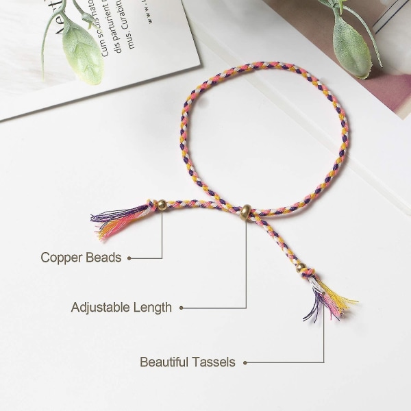 12 st Wrap Friendship Flätad Armband, Färgglada Handgjorda String Wrap Armband, Justerbar