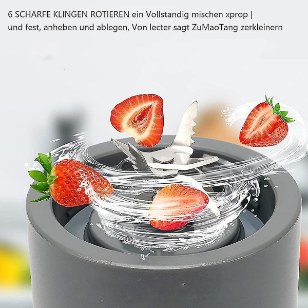 Kraftfull bärbar mixer för shakes och smoothies, personlig mixer med uppladdningsbar typ-c och 6 blad, frukt- och grönsaksjuicepress mini bärbar ble