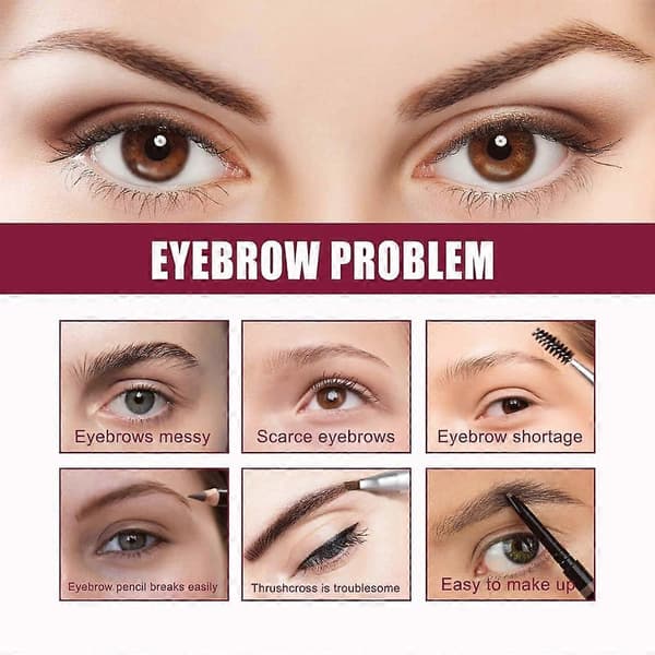 Vattentätt ögonbrynspenselset och krämkit, dubbla precisionsborstar för långvarig makeup