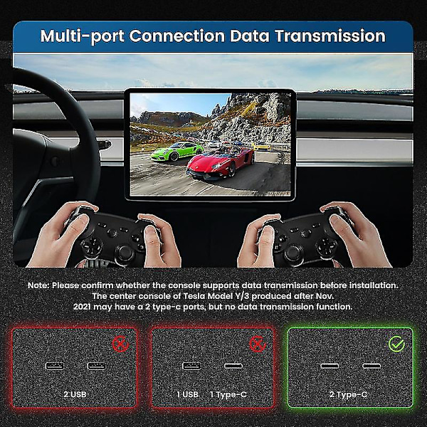 27w hurtigoplader til Tesla Model Y 3 2021 2022 2023 tilbehør dockingstation Usb centerkonsol adapter bil Usb shunt hub