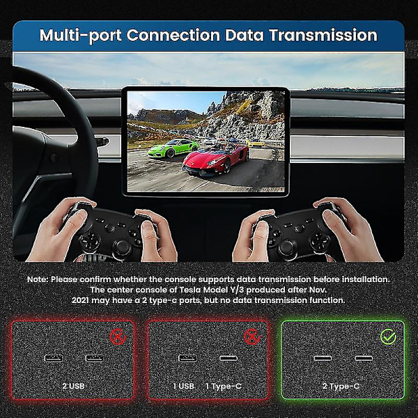 27w hurtigoplader til Tesla Model Y 3 2021 2022 2023 Tilbehør Dockingstation Usb Centerkonsol Adapter Bil Usb Shunt Hub