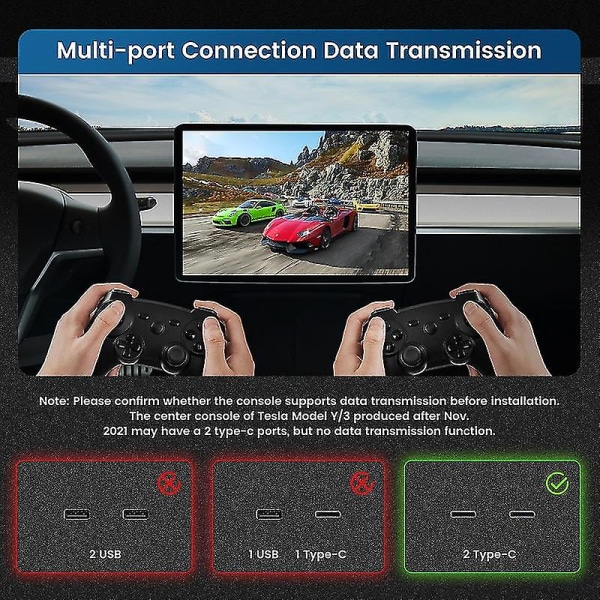 27w Snabbladdare för Tesla Model Y 3 2021 2022 2023 Tillbehör Dockningsstation Usb Center Console Adapter Bil Usb Shunt Hub