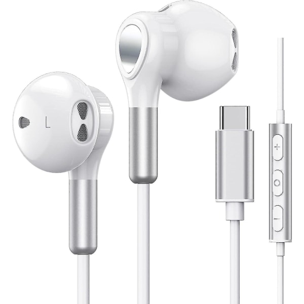 C hörlurar för Samsung Galaxy S22 Ultra S21 FE S20 A53 USB C hörlurar med in-ear mikrofon USB T