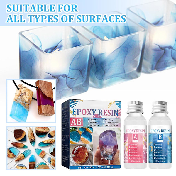 Epoxy Resin og Hærder Kit Krystalklar med Handsker, Graduerede Kopper, Pin