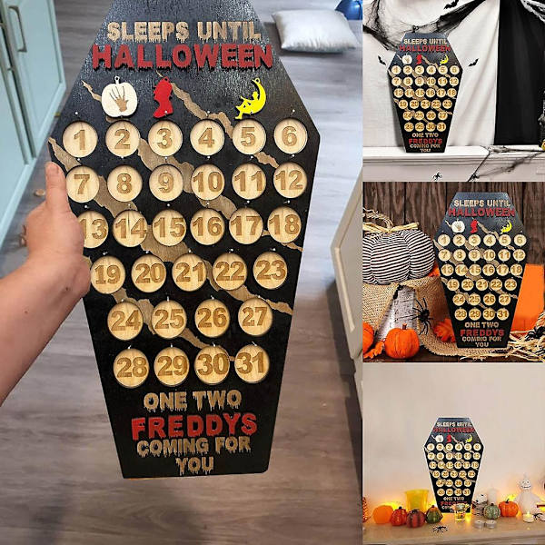 Halloween-laskentakalenteri, puinen arkku, adventtikalenteri, 31 päivän pöytäkalenteri, koriste