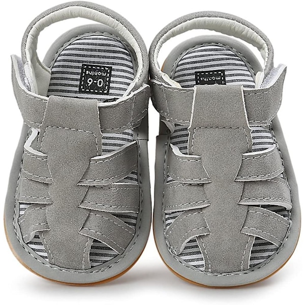 Baby Boys Girls Sandaler Pu Lær Gummisåle Sklisikre Småbarns Sommersko grey 6-12 months infant