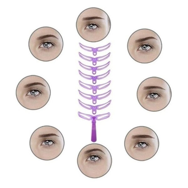 8 st ögonbrynsmallar med handtag och rem tvättbar återanvändbar ögonbrynsmall