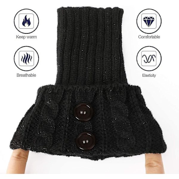 2 par knappvirkade leggings damasker kvinnor flicka vinter varma korta stövlar