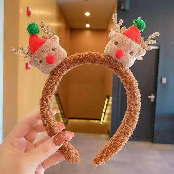 Jule Tisi Plys Pandebånd Elg Snemand Lam Hår Pandebånd Efterår Og Vinter Kvinders Hår Bundt Pandebånd Hårbånd Hårspænde christmas elk