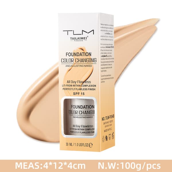2PCS Tlm Färgskiftande Foundation För Åldrande Hud, Flytande Makeup Bas Nude Ansiktstäckande Concealer Kräm_yyc