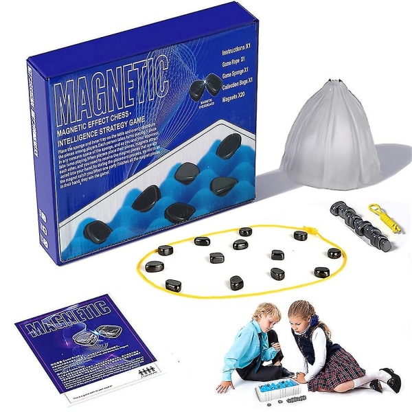 Flerspelarmagnetbrädeschackspel, magnetiskt schackspel med stenar, barns leksaker