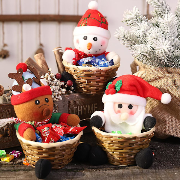 Joulupöydän Koriste Santa Snowman Dekoratiivinen Makeiskori Juhliin gingerbread man big size