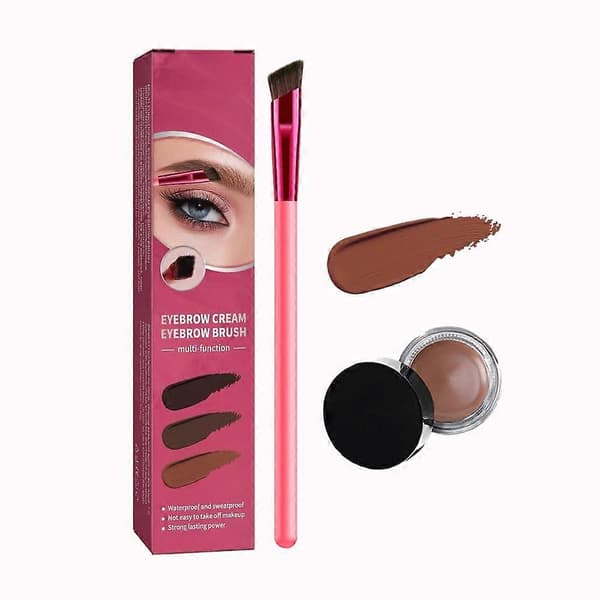 Vattentätt ögonbrynspenselset och krämkit, dubbla precisionsborstar för långvarig makeup