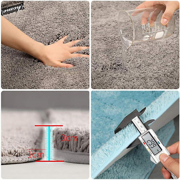 Blødt bademåtte med dyb luv, gulvtæppe, tørrende og skimmelresistent, vaskbart, skridsikkert måtte til badeværelse, køkken (blå 40*60*3cm)