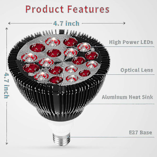Punainen Valoterapia Lamppu, Wolezek 36w 18 Led Infrapunainen Valoterapia Laite, 660nm Punainen Ja 850nm Lähellä Infrapunainen Combo Punainen Valolamppu - Aespa