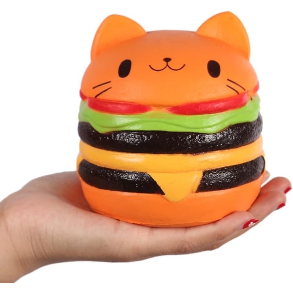3-pakk hamburger katt myke leker 3D squishy leker Stress Relief Klemme leker Fidget Toys for barn og A